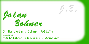 jolan bohner business card